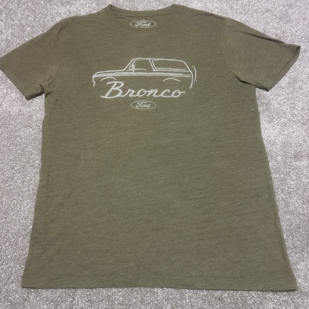 Lucky Brand Mens M Ford Bronco Graphic Tee Olive Green Truck Outdoor T-Shirt
